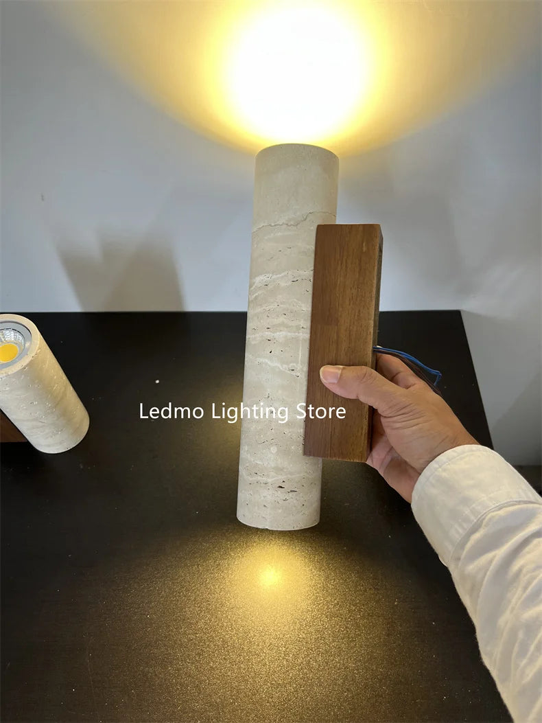 Travertine Wall Lamp – Natural Stone Sconce