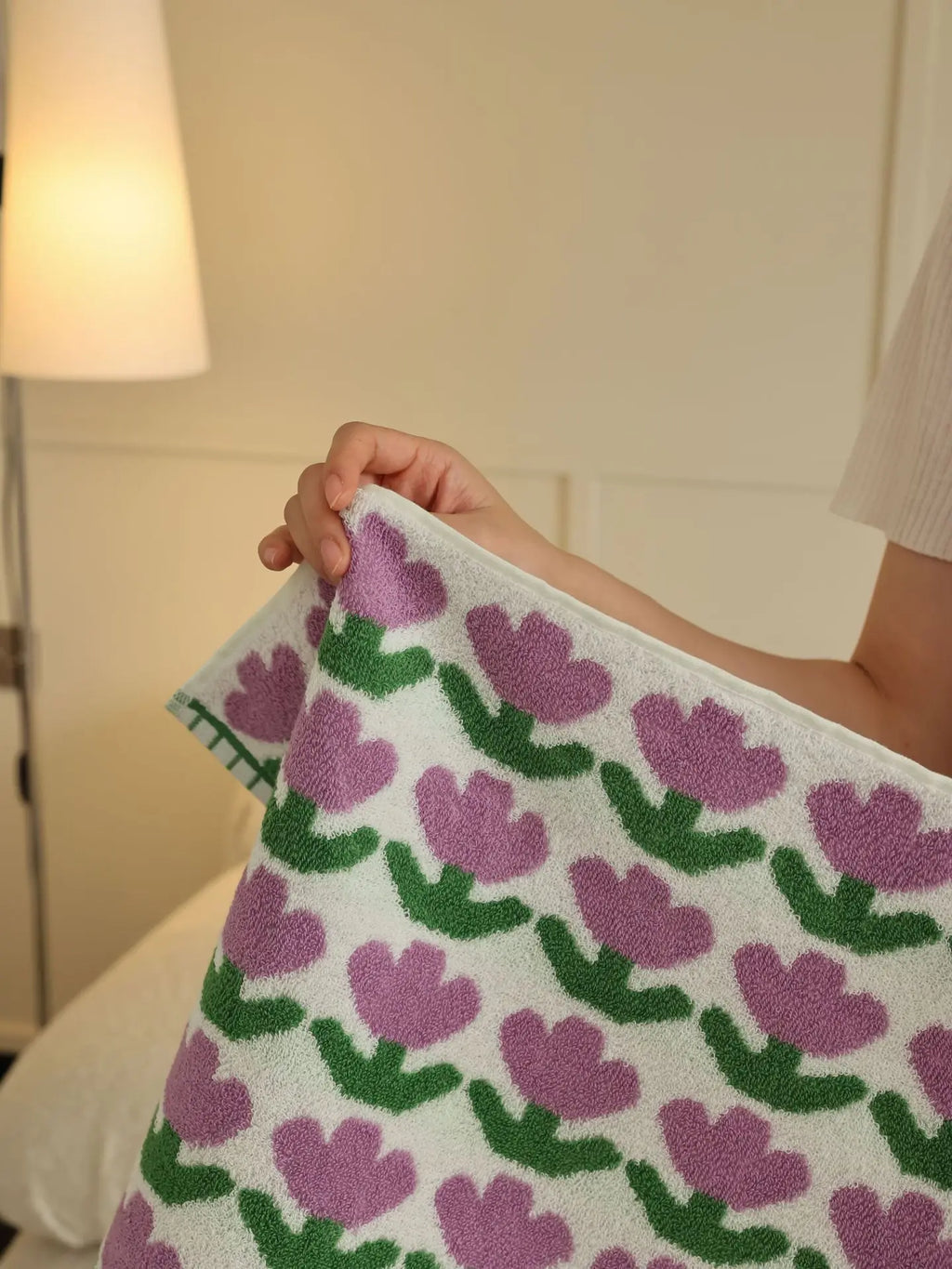 Plaid Floral Cotton Towel