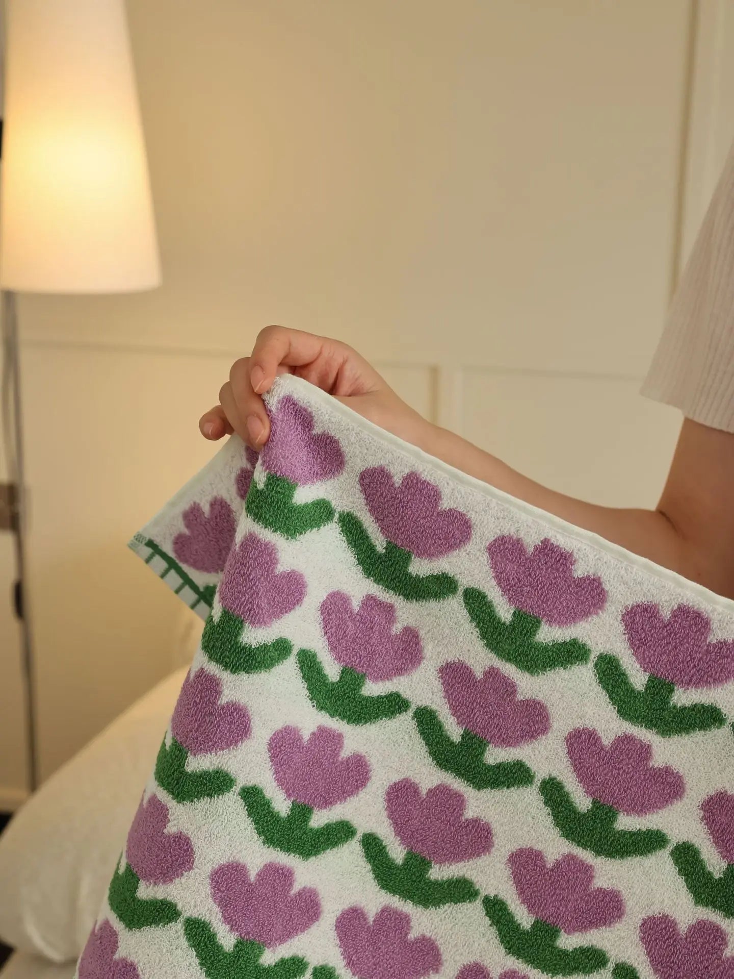 Plaid Floral Cotton Towel