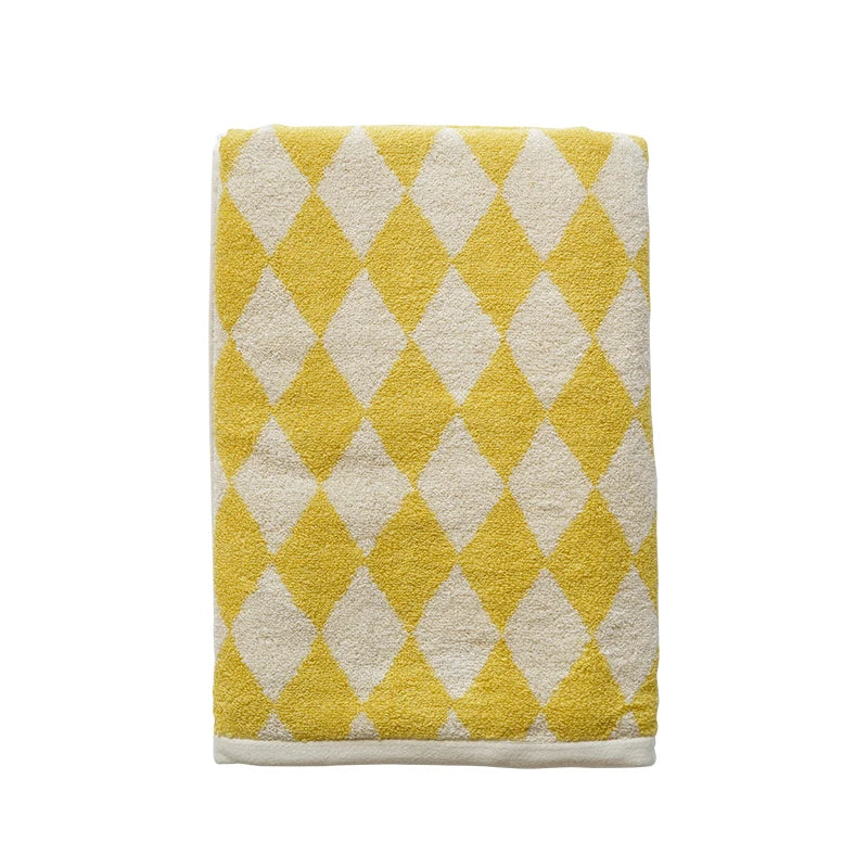 Retro Diamond Checkered Cotton Towel