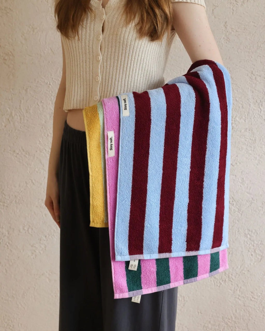 Retro Striped Cotton Towels