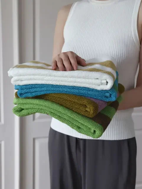 Retro Wide Striped Cotton Towel