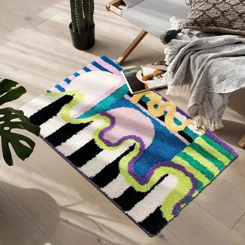 Groovy Pattern Cotton Bathroom Rug