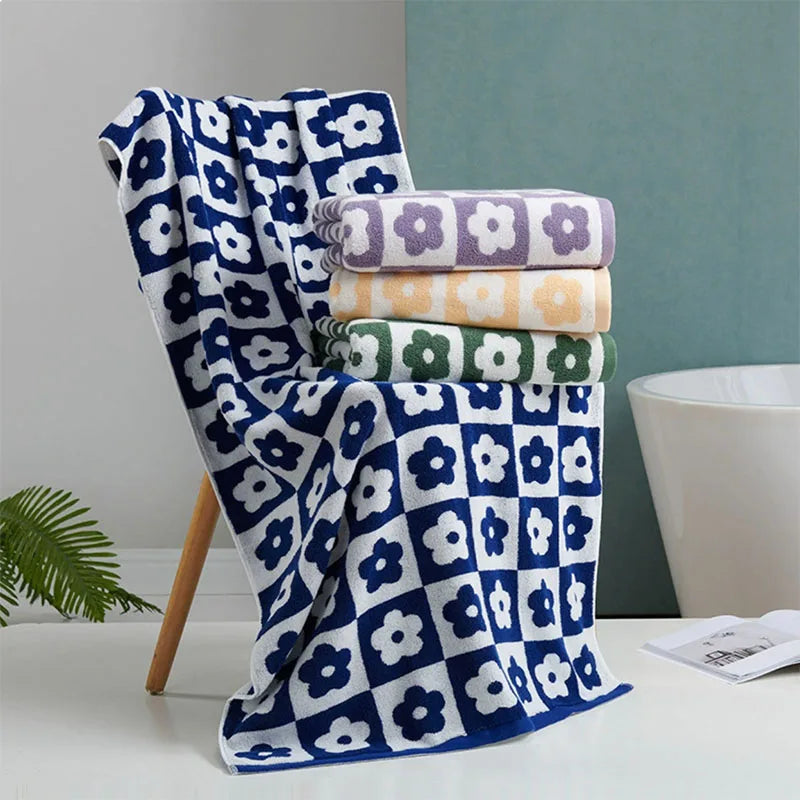 Thickened Cotton Floral Bath Towel